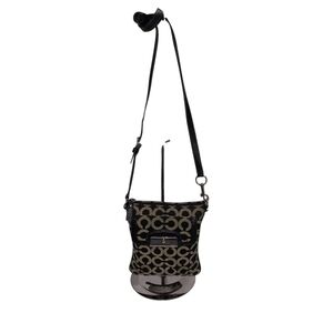 Coach Black and Cream Crossbody Bag with Monogram Pattern